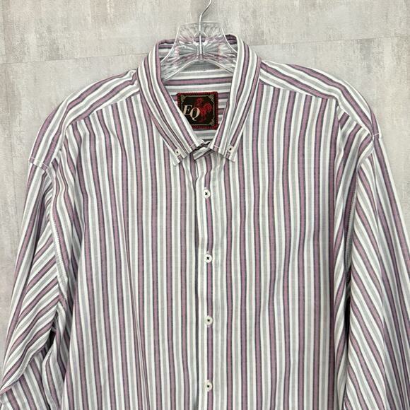 EQ Rooster Shirt Mens XL Gray Striped Cowboy Button Up Western Rancher Cotton - Picture 1 of 14